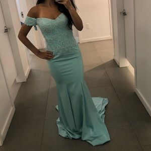 Never Worn Torquoise Corset Sequined Mermaid Gown
